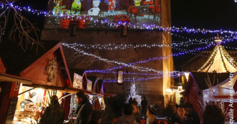 Amiens marché de Noël et spectacle Chroma 